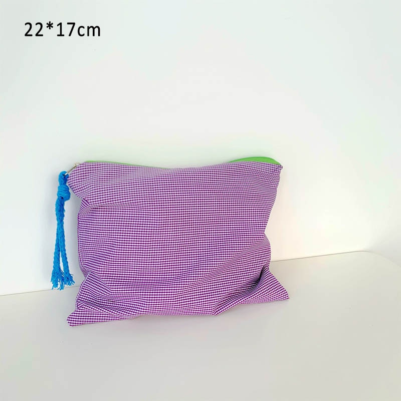 Women Plaid Makeup Bag Fashion Cotton Zipper Pouch Multipurpose for Women Travel Bath Cosmetic Bags Organizer Toiletry Wash Bag