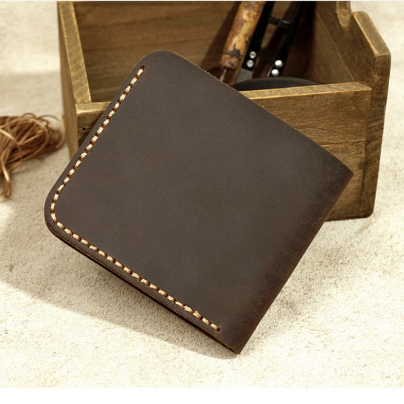 Top Genuine Leather Men's Wallet Retro Handmade Wallet for Men Durable Real Leather portfel male cartera hombre Purse for men