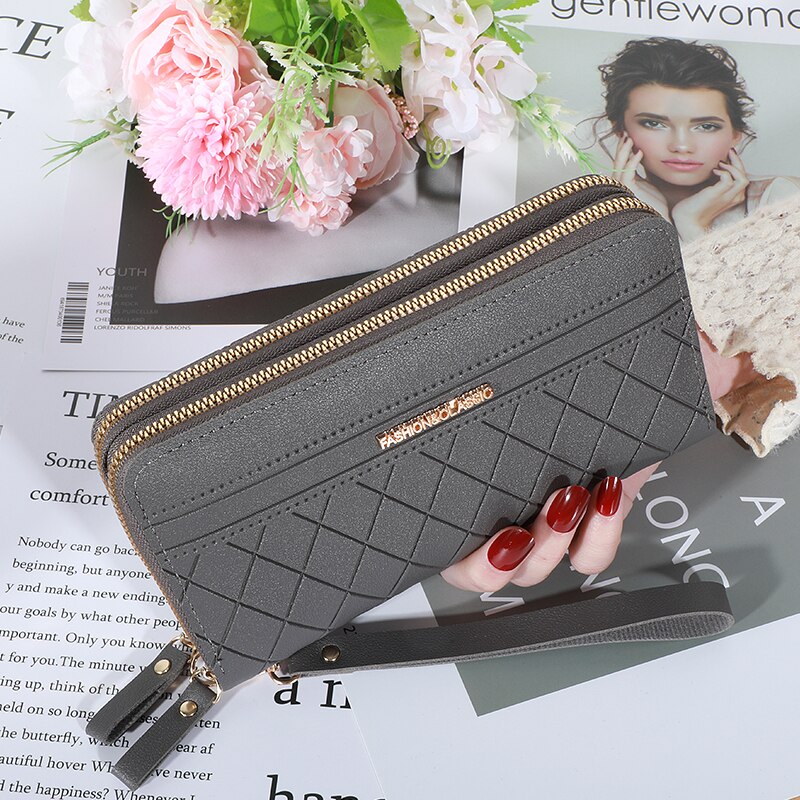 Women's wallet New Phone Purses Big Female Purse Leather Brand Retro Ladies Long Woman Wallets Card Clutch Double Zipper
