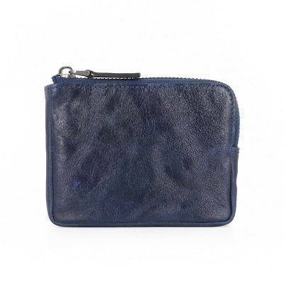 Mini Wallets Women First Layer Cow Leather Men Coin Purses Vintage Small Change Purse Coin Pouch Credit Card Wallet Money Bag