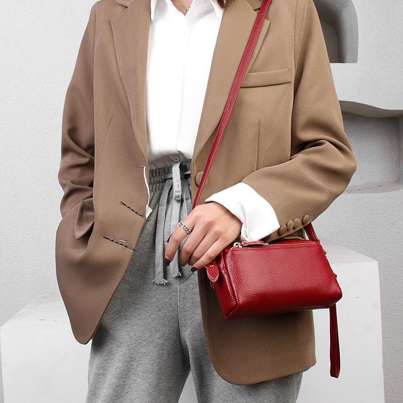 Genuine Leather Real Fashion Women Bag High Quality Shoulder Bag Small Women's Cross Body Messenger Bag Crossbody Purse