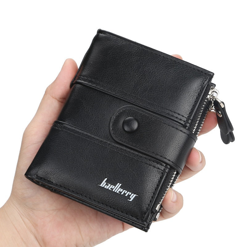 New Business Men Wallets Zipper Card Holder High Quality Male Purse New PU Leather Vintage Coin Holder Men Wallets