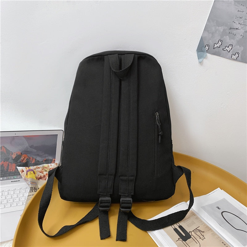 Girl Cool Travel Canvas Trendy Student Bag Female Kawaii College Backpack Fashion Women Book Bag Lady Cute Laptop Backpack Solid