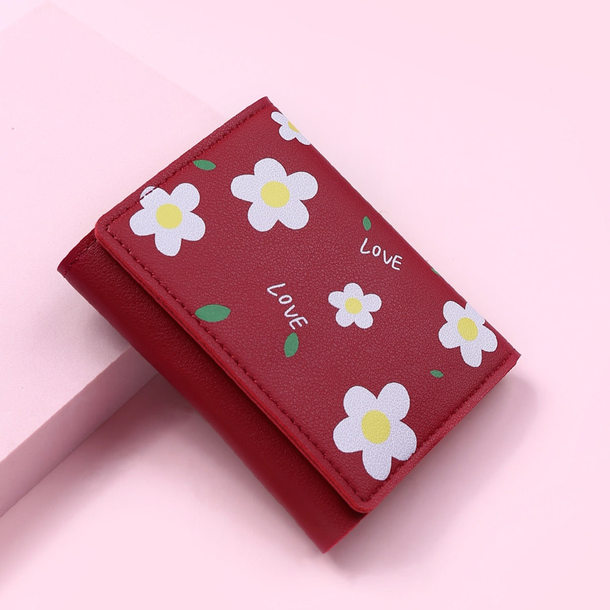 1PC Women Cute Flower Wallet Small Hasp Girl Wallet Brand Designed PU Leather Women Coin Purse Female Card Holder Wallet
