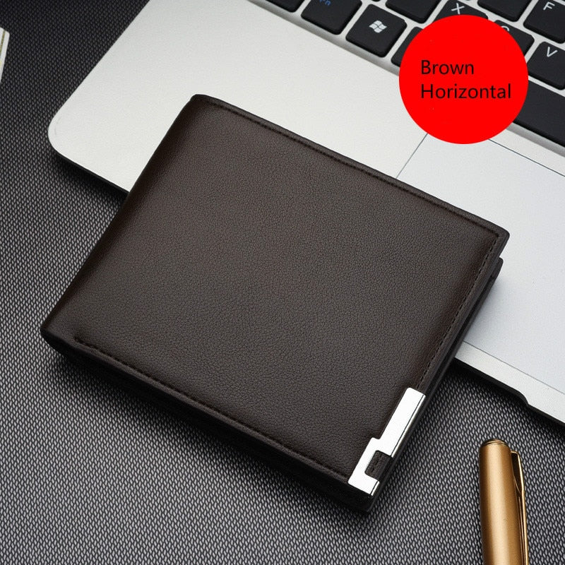 Retro Men's Wallet Business ID Card Holders Purse Small Leather Card Wallets Short Bifold Wallet for Men Slim Purses Male Wallet
