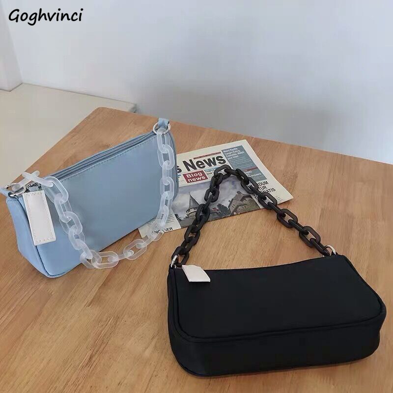 Shoulder Bags Solid Chain Fashion Women Handbags Baguette Crossbody Bag Zipper Female All-match Underarm Simple Elegant Leisure