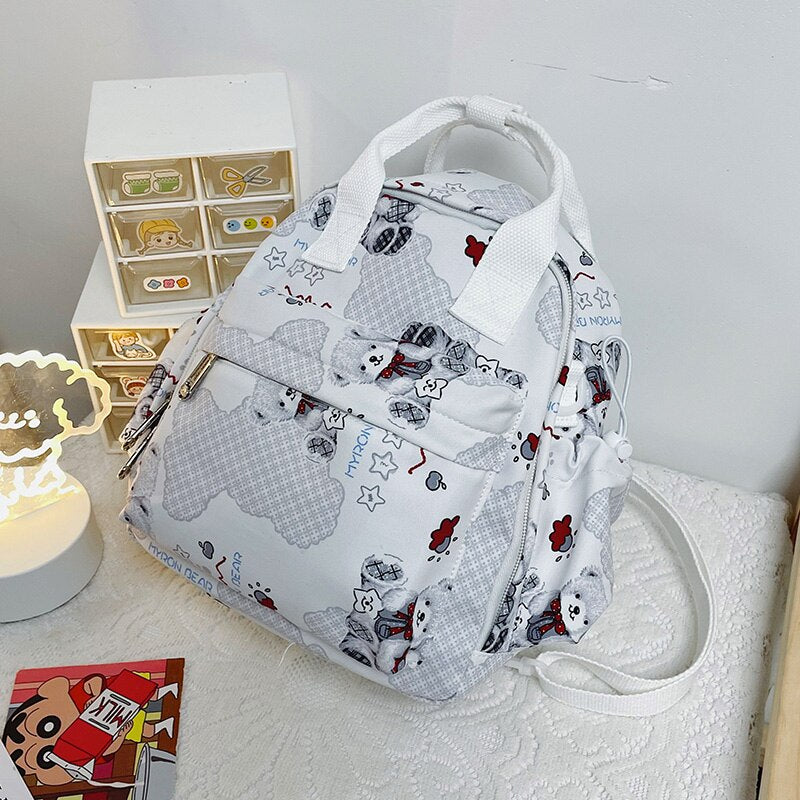 High quality cute printed backpack women's Kawaii multifunctional portable shoulder bag Fashion young female student school bag