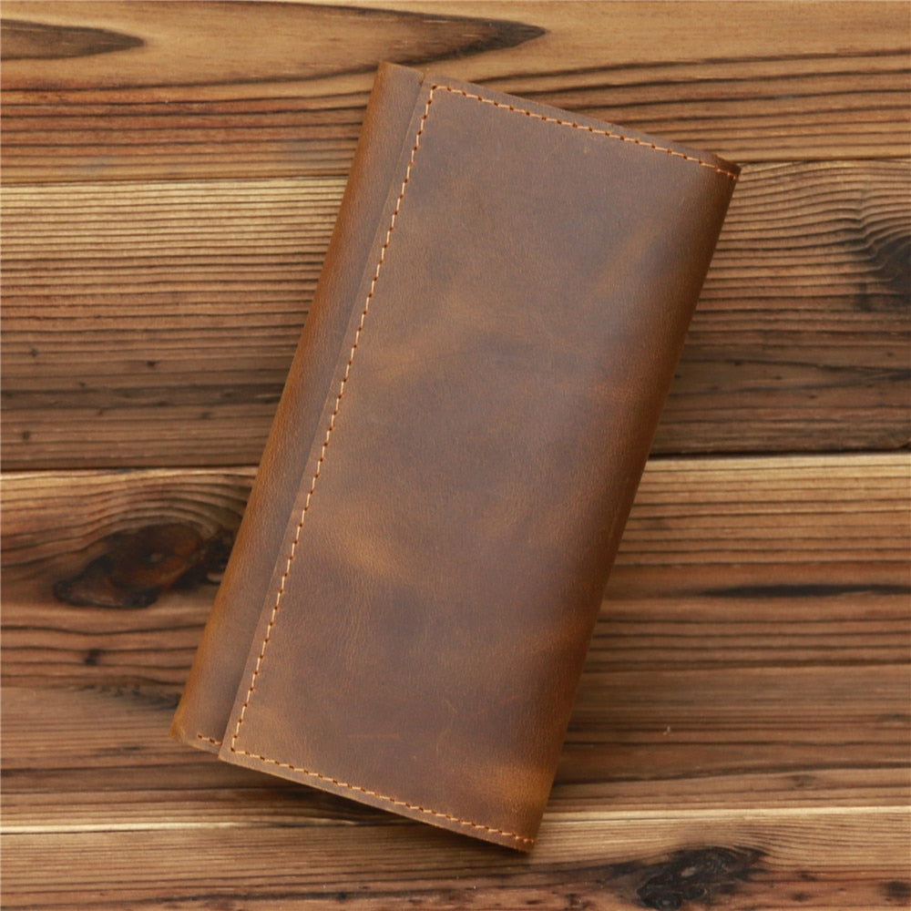 Vintage Men's Long Wallet Man Genuine Leather Purse Clutch Wallets First Layer Real Leather Multi-Card Retro Card Holder Wallets