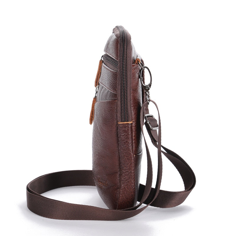 1 PCS Men's leather mobile phone bag messenger bag chest bag wallet multifunctional mobile phone bag coin purse messenger bag