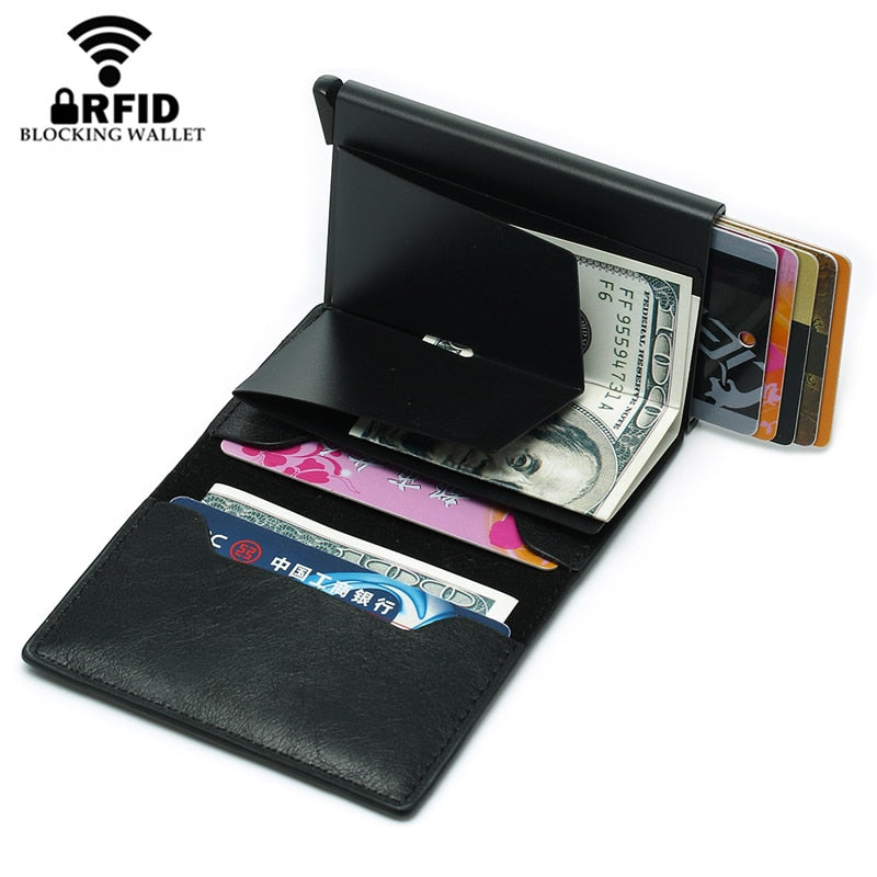 ZOVYVOL Antitheft Men Vintage Credit Card Holder Blocking Rfid Wallet Leather Unisex Security Wallet Leather Women Magic Wallet