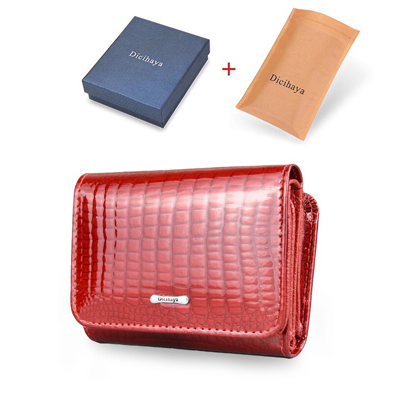 DICIHAYA Short Wallet Women Coin Wallets Red Coin Purse Genuine Leather Lady Zipper Design With Coin Purse Pockets Small Wallet