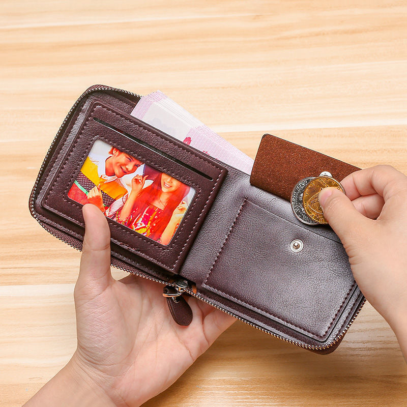 New Vintage Short Mens Wallet High Quality Business Purses Retro Small Leather Wallet Men Luxury Card Holder Zipper Coin Purse
