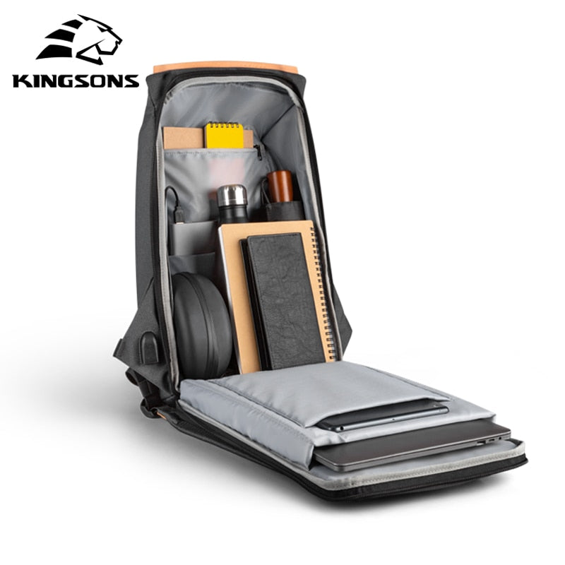 Kingsons 15.6'' New Waterproof Backpacks USB Charging School Bag Anti-theft Men And Women Backpack For Laptop Travelling Mochila