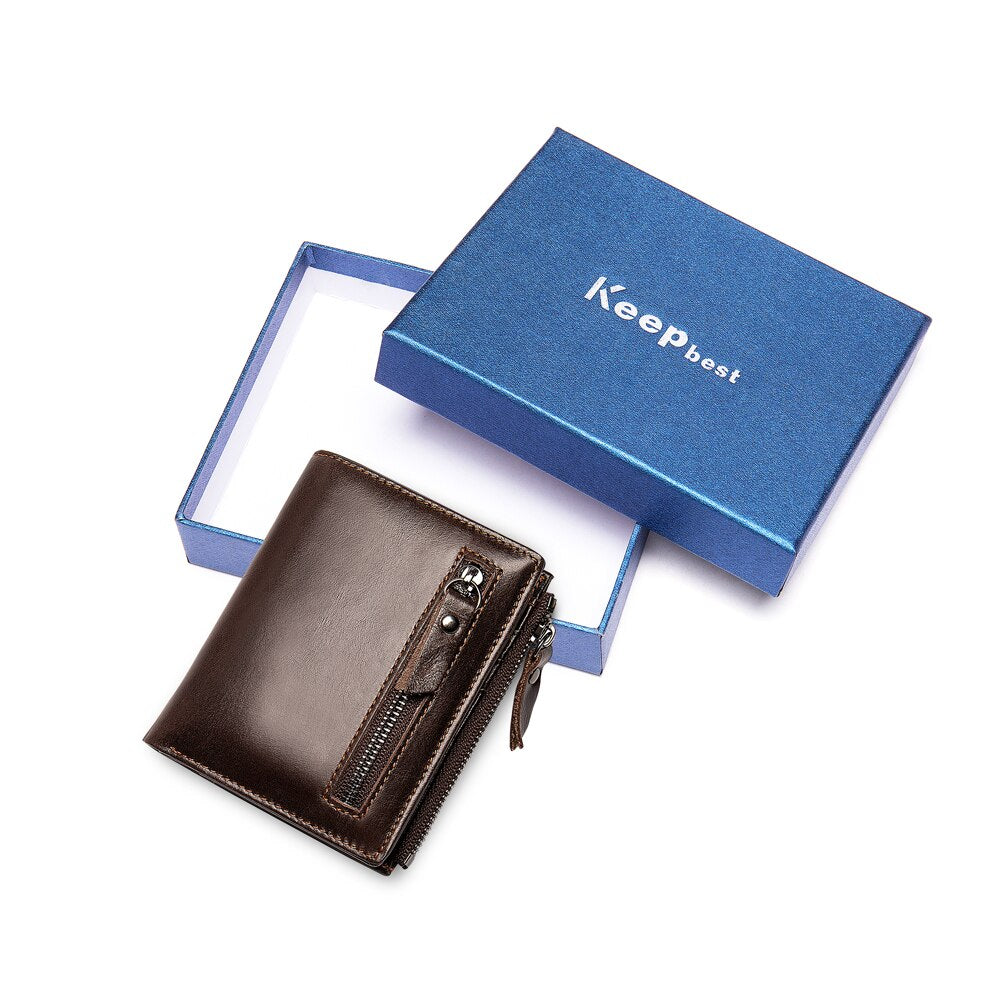 MVA Men Wallets Genuine Leather Wallets for Credit Card Holder Zip Small Wallet Man Leather Wallet Short Slim Coin Purse Men 604