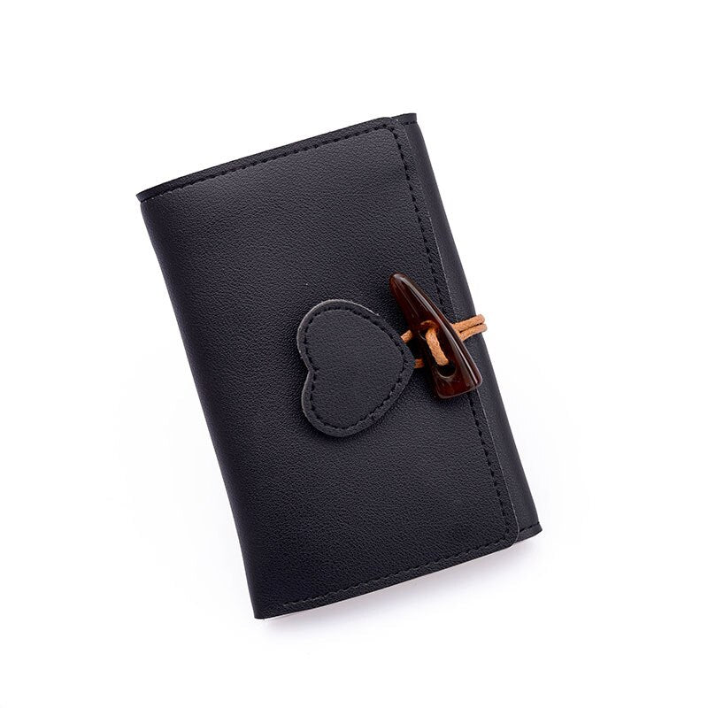 Horn Button Wallets New Arrivals Women Vintage Short Style Purses Heart Pattern Fashion Panelled Trendy Coin Card Holders Luxury