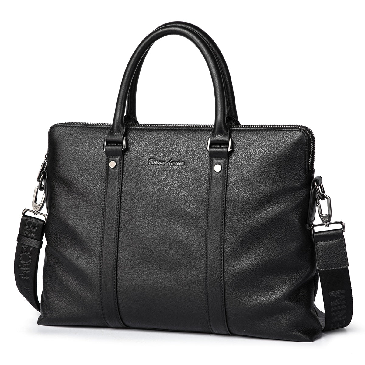 BISON DENIM Genuine Leather Men Handbags Casual Laptop Bag Male Business Messenger Bags Men's Crossbody Shoulder Bag N20082-3B