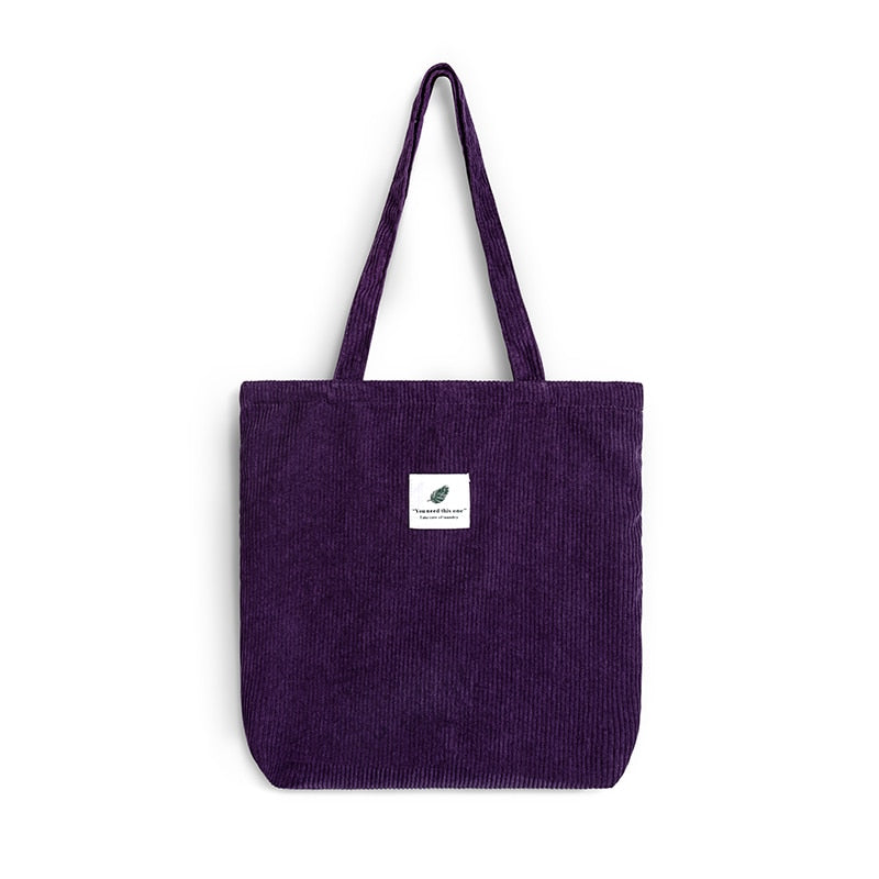 Women Corduroy Shopping Bag Female Canvas Cloth Shoulder Bag Environmental Storage Handbag Reusable Foldable Eco Grocery Totes