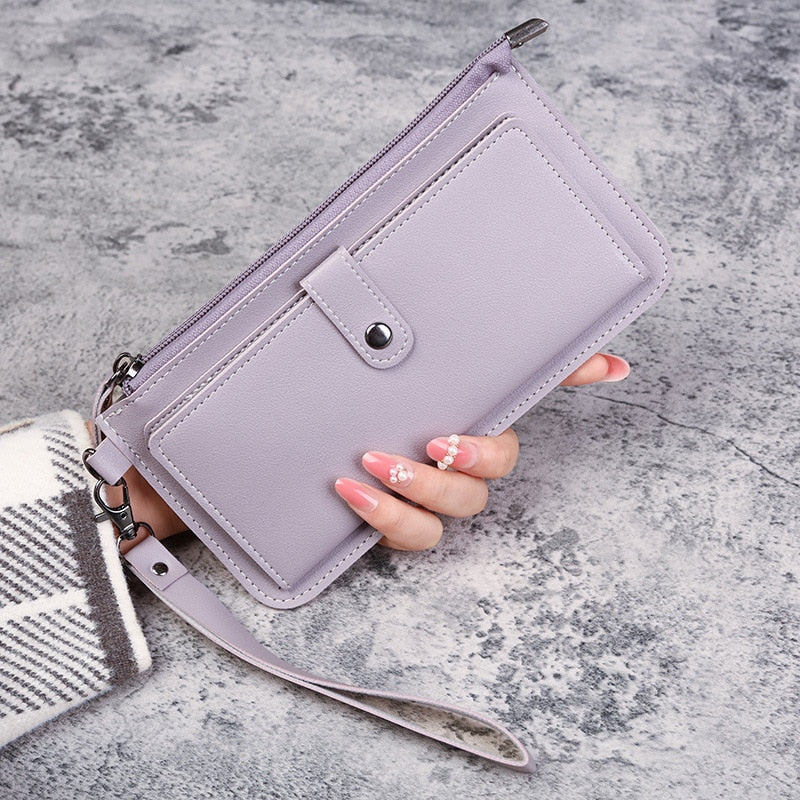 New Women's Wallet Multifunctional Fashion PU Leather Long Wallets Multi-card Position Clutch Buckle Zipper Student Wallet