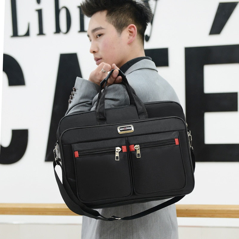 Men's Oxford Cloth Laptop Bag Briefcase Office Lighten Stylish Crossbody Shoulder Travel Cell Phone Computer Zip Pouch Supplies