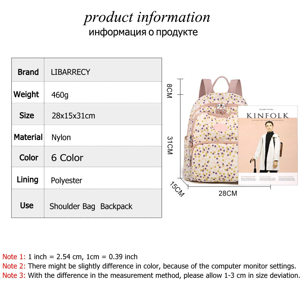 Fashion High Quality Nylon Women's Backpack New Flower Pattern Design Ladies Travel Backpack Shoulder Bag Mochilas De Mujer Sac