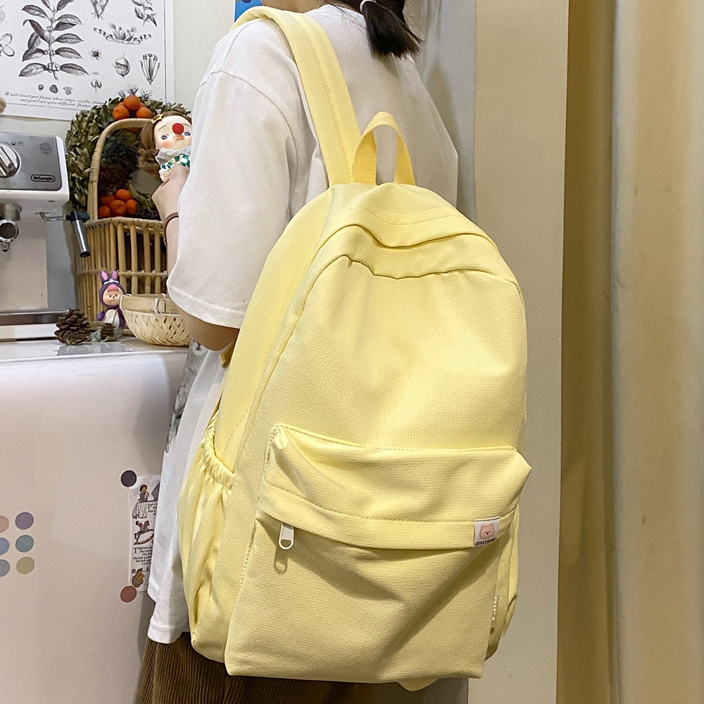 Female Kawaii College Bag Cotton Fabric Student Women Backpacks Cool Teenage Girl School Bag Cute Ladies Fashion Backpack Trendy