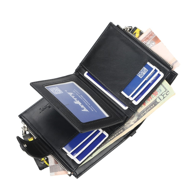 New Business Men Wallets Zipper Card Holder High Quality Male Purse New PU Leather Vintage Coin Holder Men Wallets
