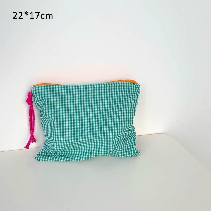 Women Plaid Makeup Bag Fashion Cotton Zipper Pouch Multipurpose for Women Travel Bath Cosmetic Bags Organizer Toiletry Wash Bag