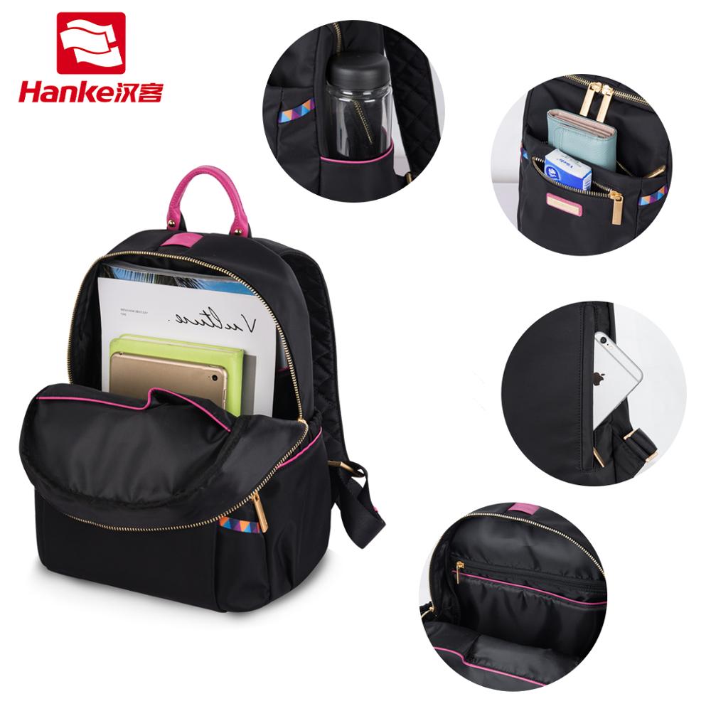 Hanke Women Backpack Fashion Design Waterproof Laptop Back Bag 15" Backpack Bag Black Dropship H6866 H6868