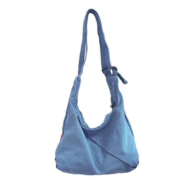 HOCODO Fashion Solid Color Women Bag Canvas Schoolbag For Teenage Girl Travel Shoulder Bag Casual Crossbody Bag Student Bookbag