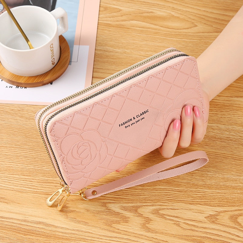 Women's wallet New Phone Purses Big Female Purse Leather Brand Retro Ladies Long Woman Wallets Card Clutch Double Zipper