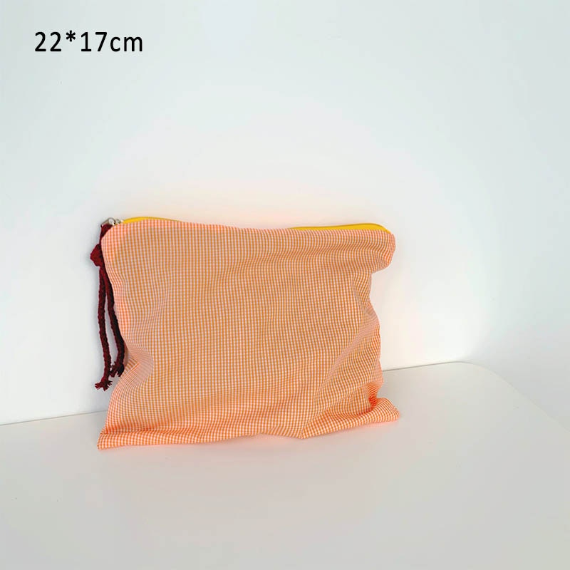 Women Plaid Makeup Bag Fashion Cotton Zipper Pouch Multipurpose for Women Travel Bath Cosmetic Bags Organizer Toiletry Wash Bag