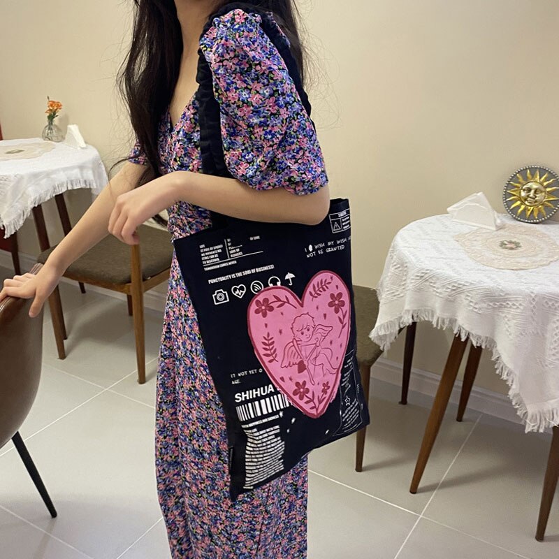 Youda Women Canvas Shopping Bag Female Canvas Cloth Shoulder Bags Eco Handbag Tote Reusable Grocery Shopper Students Book Pack