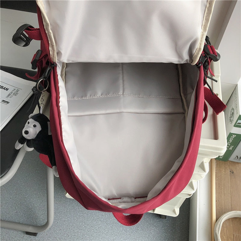 EnoPella Fashion Waterproof Nylon Women Backpack For Girls Travel High Capacity Student BookBag Men Black Laptop Bag