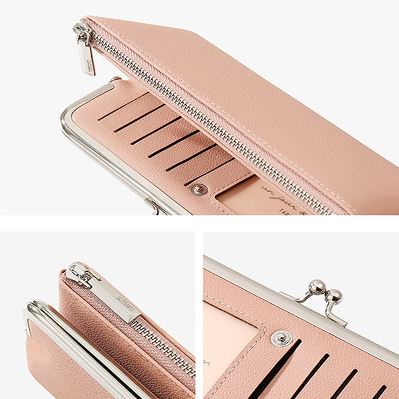 Comfortable Contracted Style Long Wallets For Women Soft PU Leather Coin Purses Ladies Sweet Design Card Holder Purses Cartera