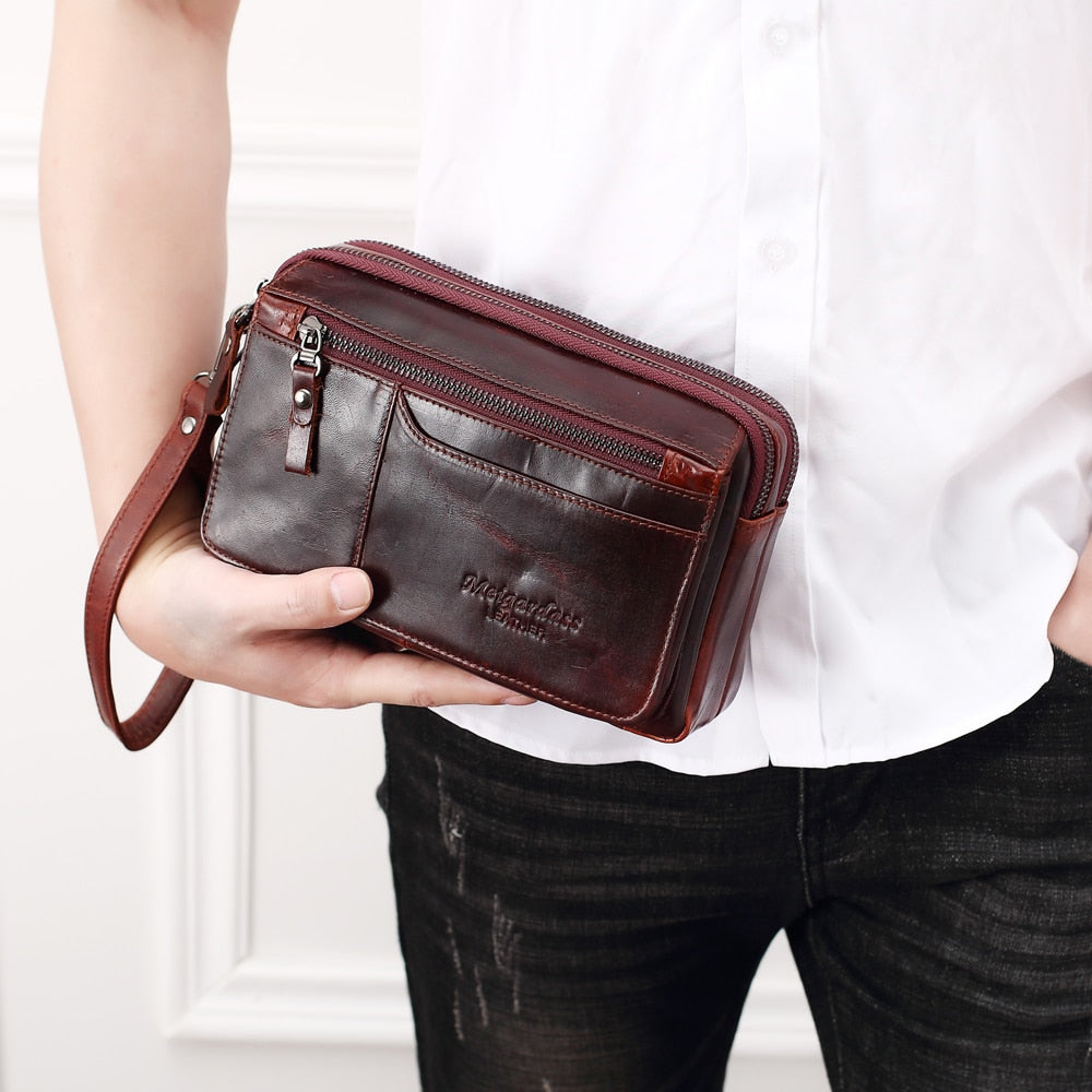 Men's Clutch Bags for men Genuine Leather Handbag Male Long Money Wallets Mobile Phone Pouch man Party Clutch Coin Purse