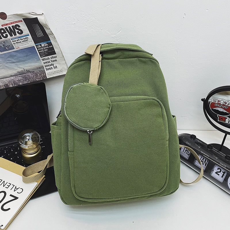 New Green Leisure Backpack Teen College Student Girl Bookl Bag Boy Travel Rucksack Fashion Women's School Bag Female Mochila