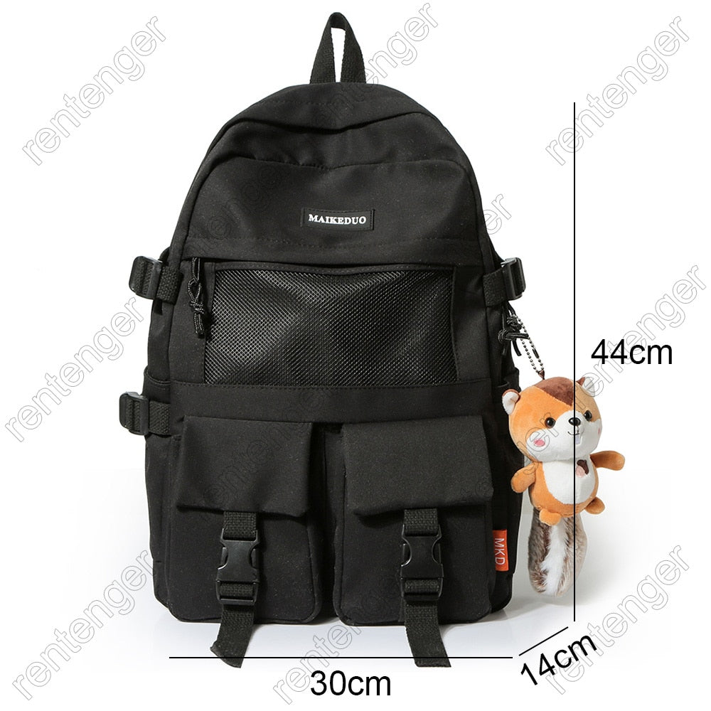College Mesh Ladies Backpack Waterproof Female Fashion School Bag Laptop Student Girl Backpack Nylon Men Women Net Bag Book Male