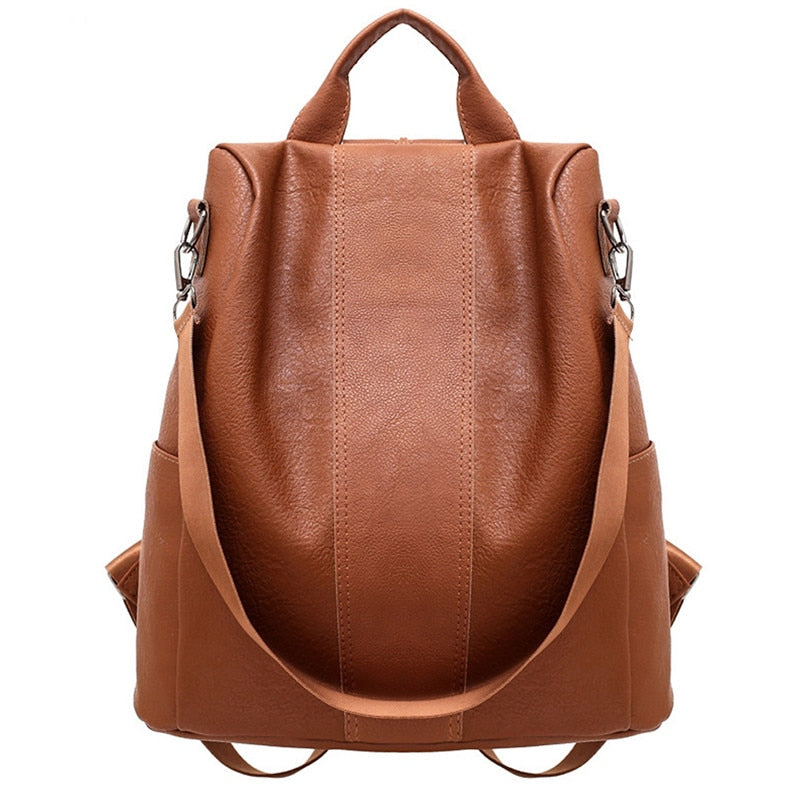 Large Capacity Shoulder Bags School Backpacks For Teenage Girl PU Leather Travel Shoulder Bag Black Bagpack