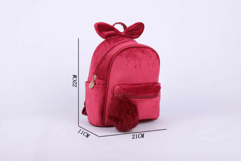 Baby Backpacks Kid Toddler Backpack Kindergarten Schoolbag Baby Cartoon Bowknot Shoulder Bag Plush Ball
