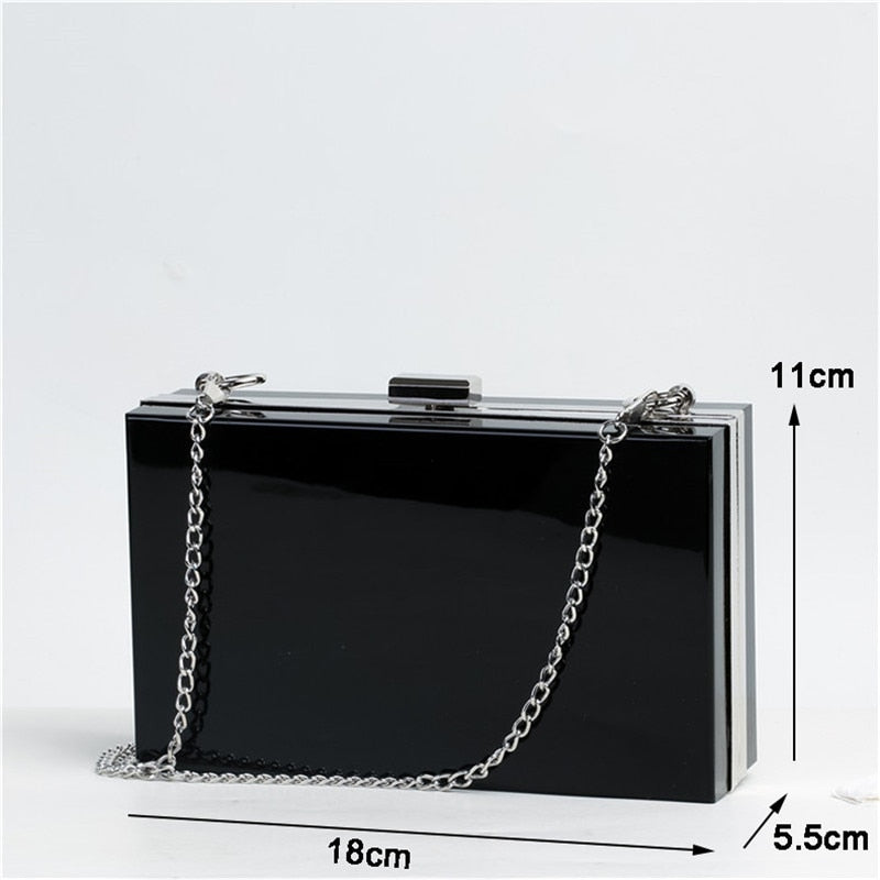 Fashion Black Acrylic Handbags Elegant Clutches Women Messenger Shoulder Bags Party Prom Wedding Evening Bag Bridesmaid bag