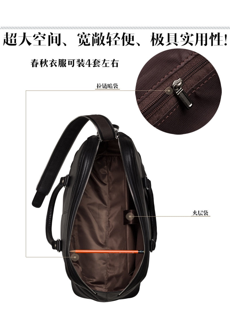 Fashion Men Leather Travel bag Genuine Leather Luggage Bag Men Duffle Bag Overnight Weekend Shoulder Bag Tote handbag Black