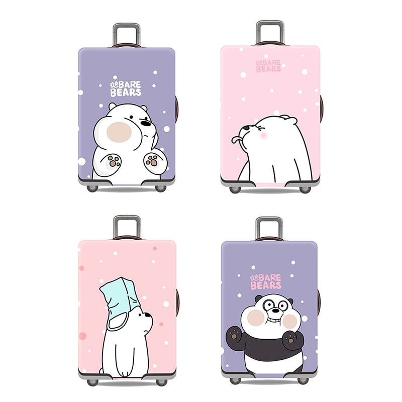 Cute Bear Luggage Cover Travel Suitcase Protector Suit For 18-32 Size Trolley Case Dust Travel Accessories Elasticity Box Sets