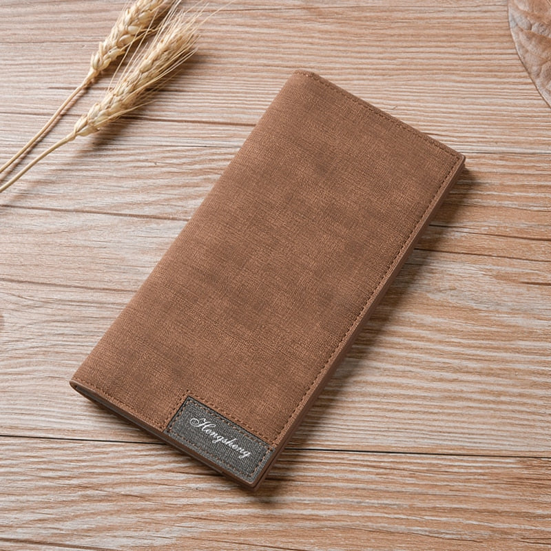 Long Simple Designer Men's Soft Leather Wallet With Hasp Man Slim Billfold Purse Card Holder 4 Colors