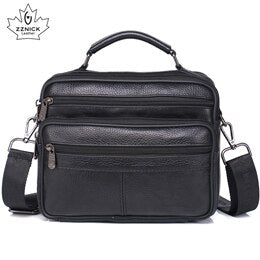 Men Genuine Leather Shoulder Bag Fashion Zipper Shoulder Messenger Bag Leather Men Travel Business Simple Handbag ZZNICK