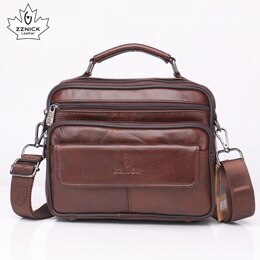 Men Genuine Leather Shoulder Bag Fashion Zipper Shoulder Messenger Bag Leather Men Travel Business Simple Handbag ZZNICK