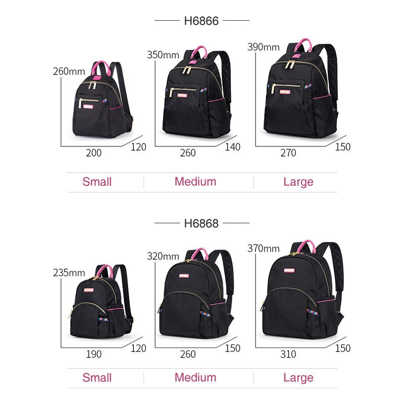 Hanke Women Backpack Fashion Design Waterproof Laptop Back Bag 15" Backpack Bag Black Dropship H6866 H6868