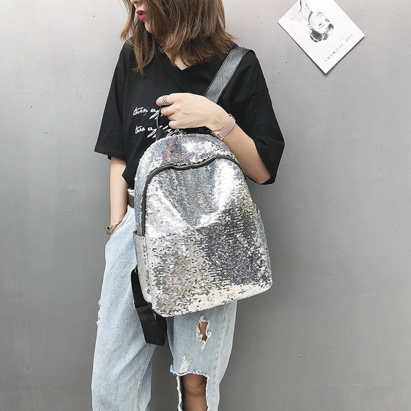Sequins Women Backpacks Teenage Girls Rucksack Fashion Glitter Ladies schoolbag Large capacity female Travel Backpack bagpack