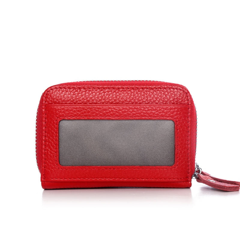Fashion Brand Genuine Leather Women Card Holder Double Zipper Large Capacity Female ID Credit Card Case Bag Wallet