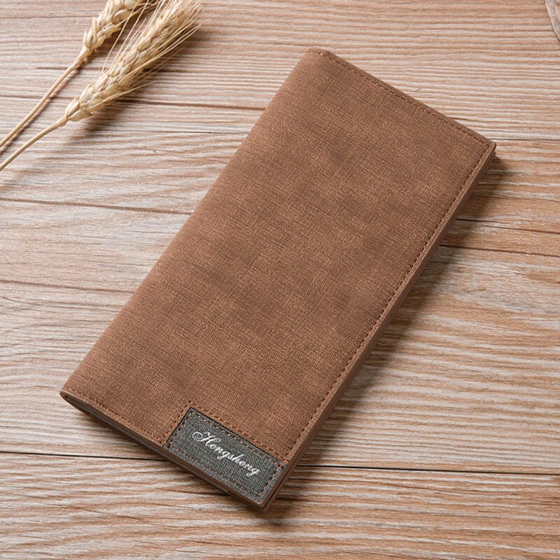 Long Simple Designer Men's Soft Leather Wallet With Hasp Man Slim Billfold Purse Card Holder 4 Colors