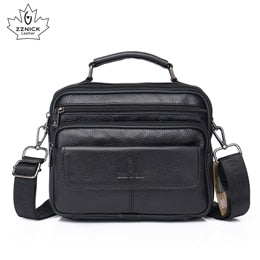 Men Genuine Leather Shoulder Bag Fashion Zipper Shoulder Messenger Bag Leather Men Travel Business Simple Handbag ZZNICK